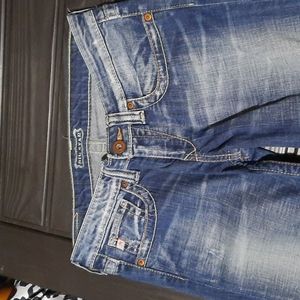 BIG STAR BOOT LEG SIZE 28 XTRA LONG DARK BLUE FADED IN THE MIDDLE BRAND NEW